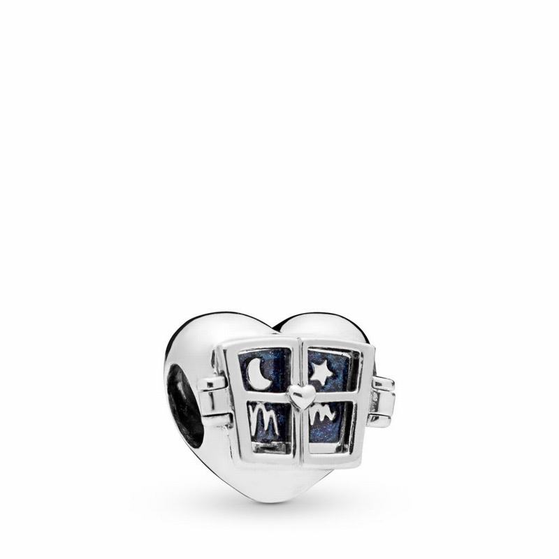 Pandora Window Heart Charm - Sterling Silver/Enamel/Blue - Canada | RM2731IF